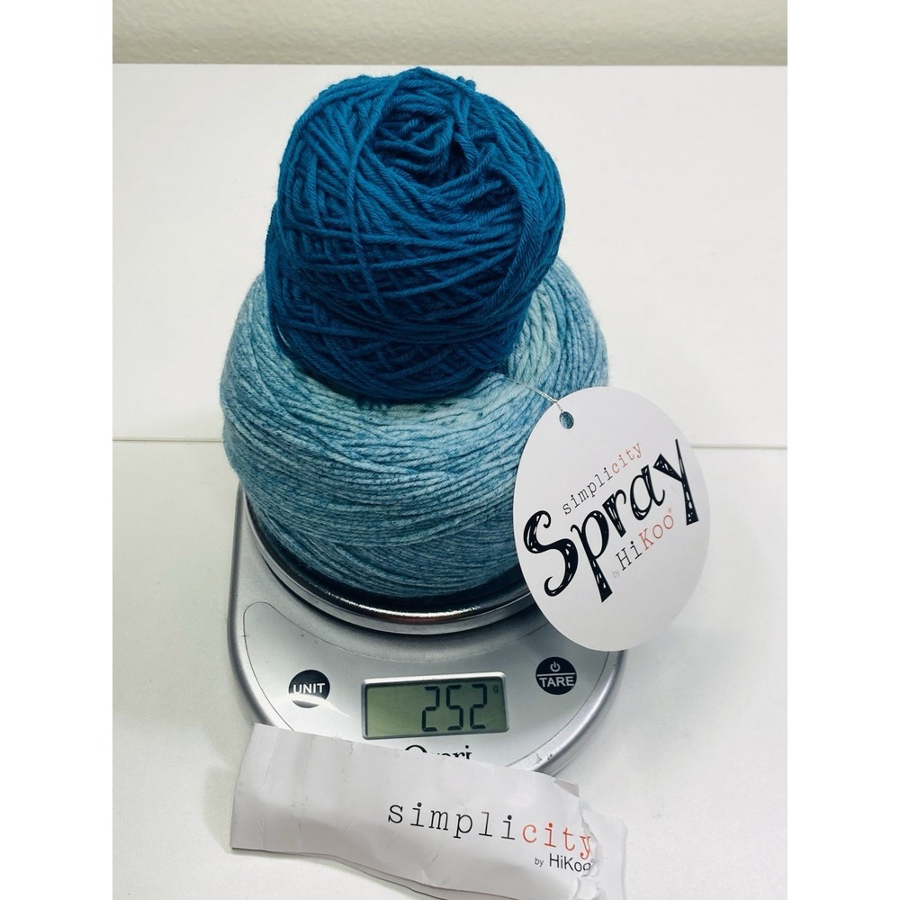 252g Total: HiKoo Simplicity Spray Superwash Merino Blend Yarn Nile Blue/Teal
